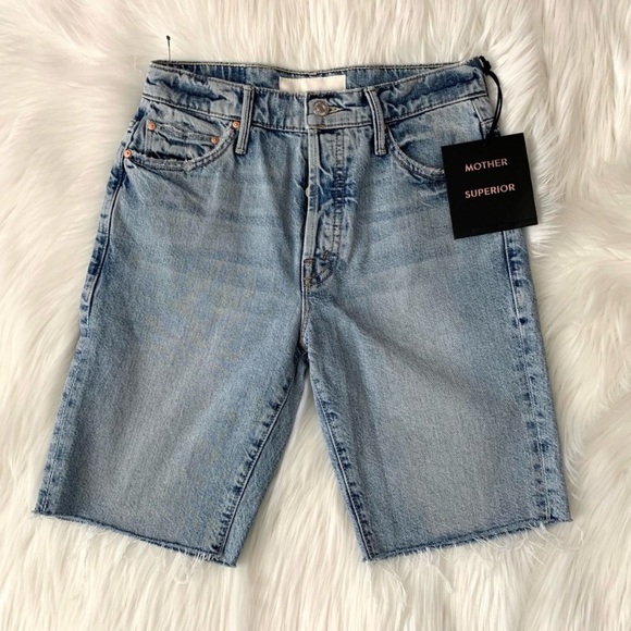 MOTHER Trickster Fray Bermuda Denim Shorts in WIN SOME LOSE SOME SIZE 24 NWT - Picture 9 of 15